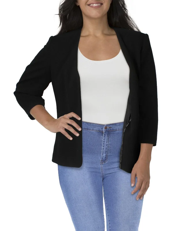 Casual Fit Wear Textured leather jacket Womens Open Front Suit Separate Collarless Blazer Casual Fit Wear Textured leather jacket Womens Open Front Suit Separate Collarless Blazer