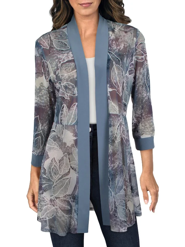 Elegant Dressing Classic casual jacket Womens Printed Cardigan Open-Front Blazer