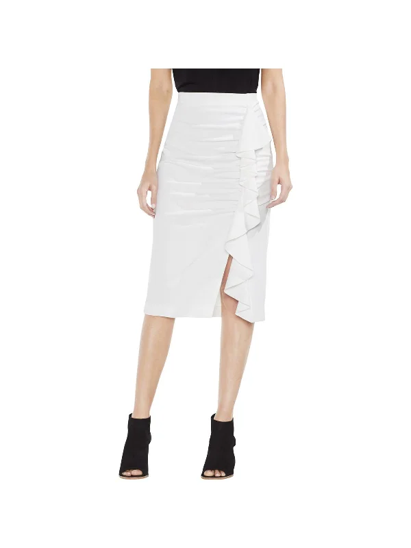 Weekend Comfort Camo skirt Womens Ruffled Below Knee Pencil Skirt