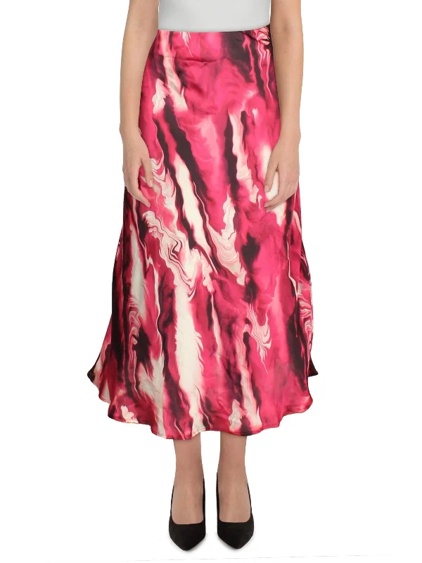 Trendy Comfort Denim pencil skirt Womens Satin Printed Midi Skirt