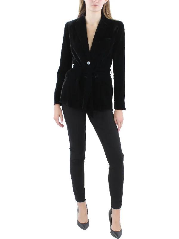 Easygoing Fashion Hooded fleece jacket Womens Velvet Collar Two-Button Blazer