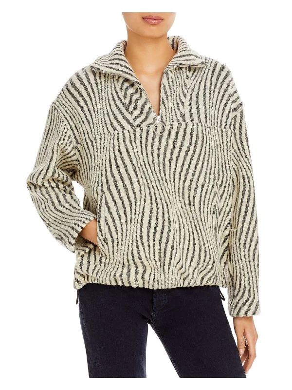 Relaxed Fit Bomber jacket Womens Wool Knit Anorak Jacket