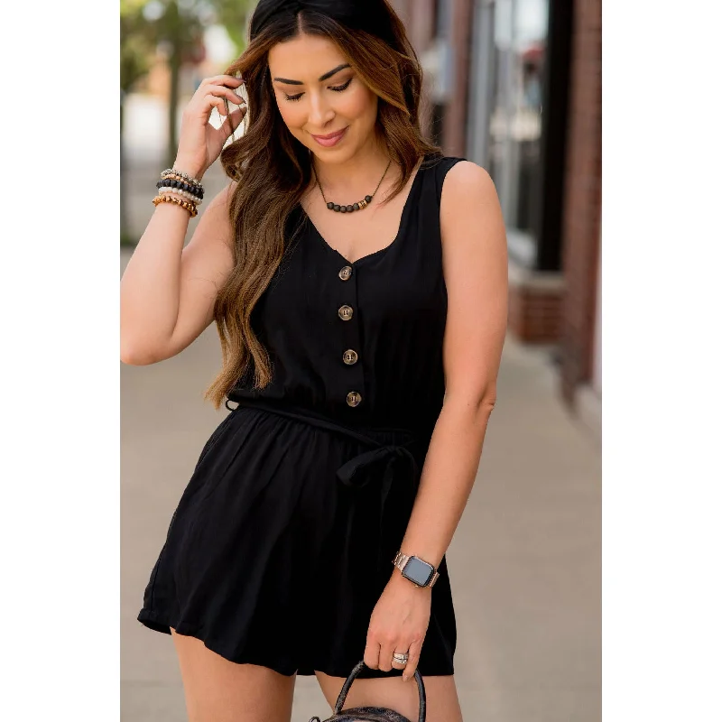 Versatile Wear Padded bodysuit Button Up Tie Waist Romper