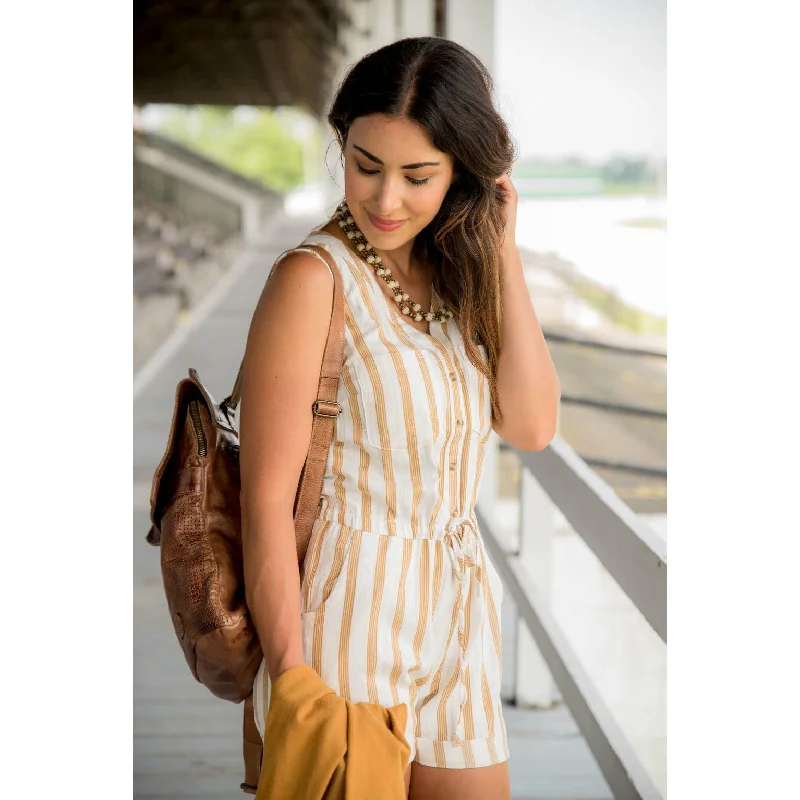 Soft Touch Full-sleeve bodysuit Striped Pocket Romper