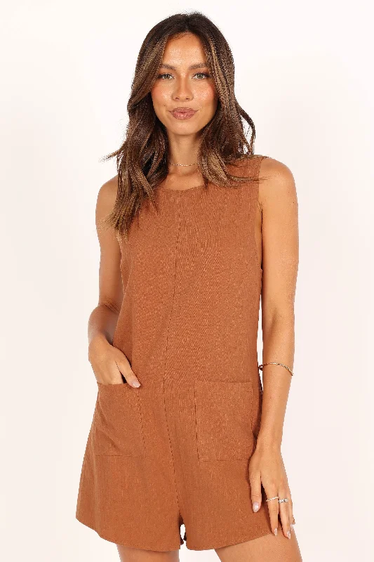 Stylish Jackets Cropped lace bodysuit Dory Playsuit - Tan