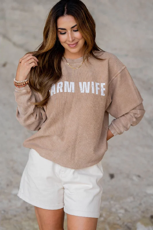 Comfy Pants Everyday comfort Farm Wife Ribbed Graphic Crewneck