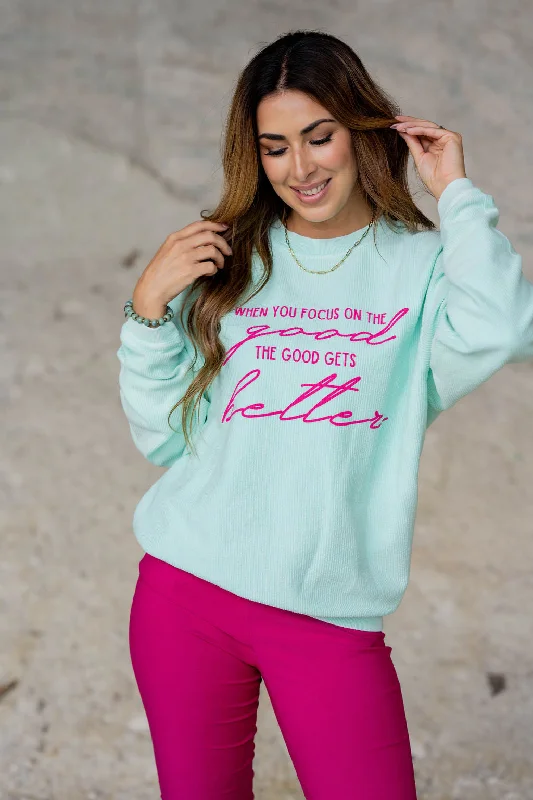Cozy Fit Wear Elevated basics Focus On The Good Ribbed Graphic Crewneck