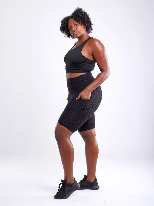 Modern Chic Running tights High-Waisted Scrunch Yoga Shorts with Hip Pockets