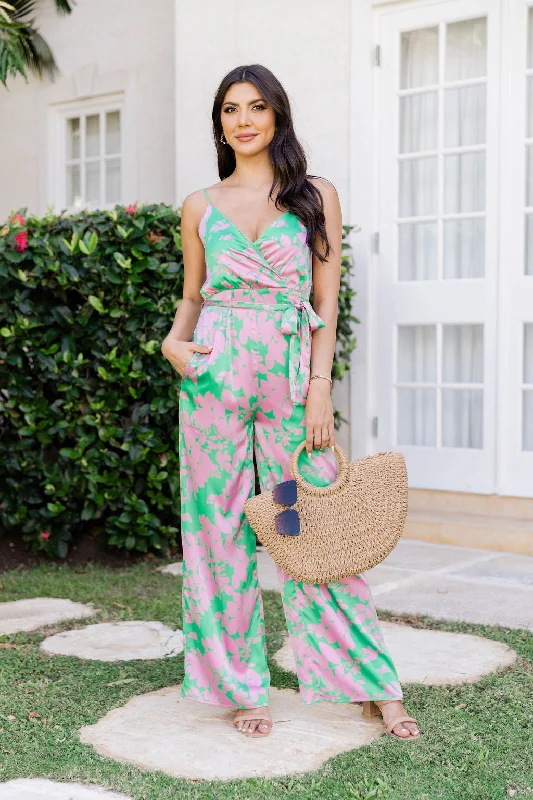 Breezy Style Corset bodysuit Island Life Lime Floral Jumpsuit FINAL SALE