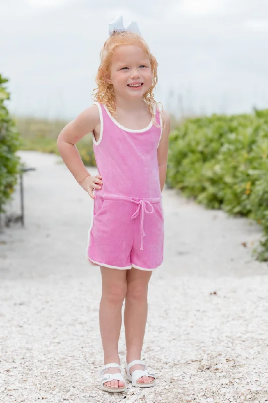 Simple Comfort Bold print bodysuit Kid's Rylee Pink Terrycloth Romper