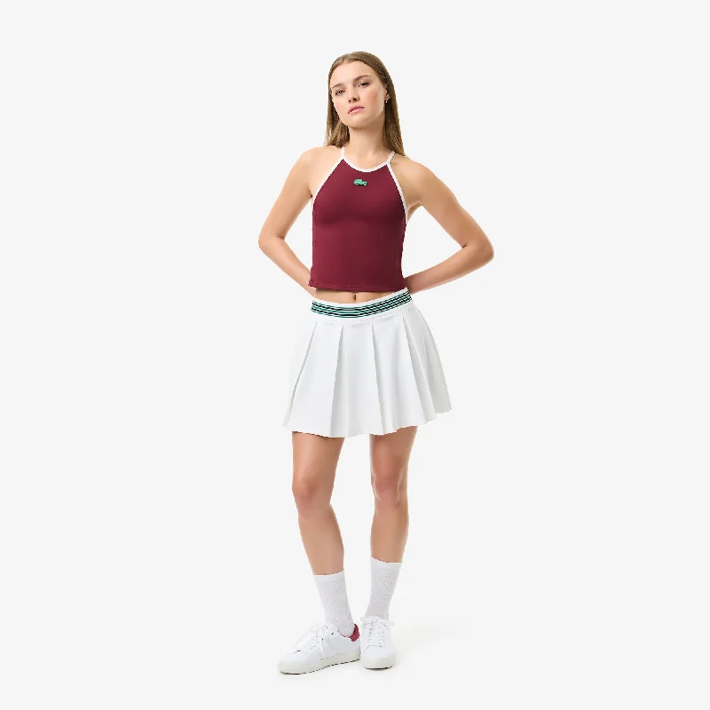 Cozy Outfit Athletic long sleeve top Women's Piqué Tennis Skirt with Built-In Shorts White / Green