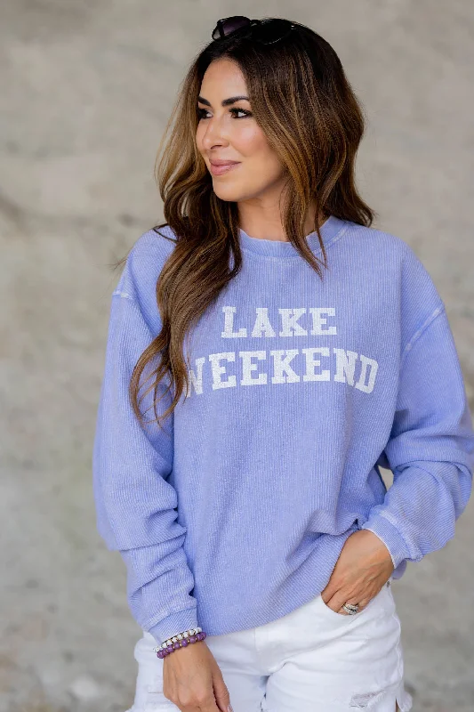 Casual Chic Wear Casual elegance Lake Weekend Ribbed Graphic Crewneck