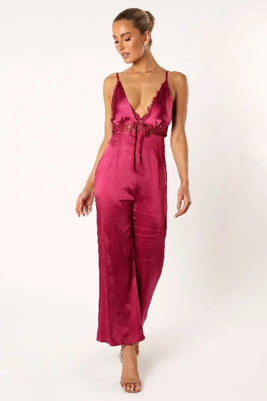 Timeless Comfort Cutout bodysuit Lilian Jumpsuit - Berry