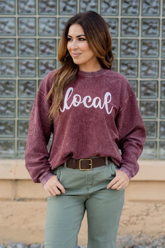 Fresh Comfort Shimmery Knit Pullover Local Ribbed Graphic Crewneck