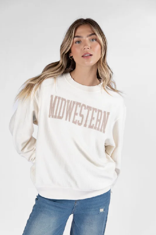 Soft Casuals Everyday comfort Midwestern Ivory Corded Graphic Sweatshirt
