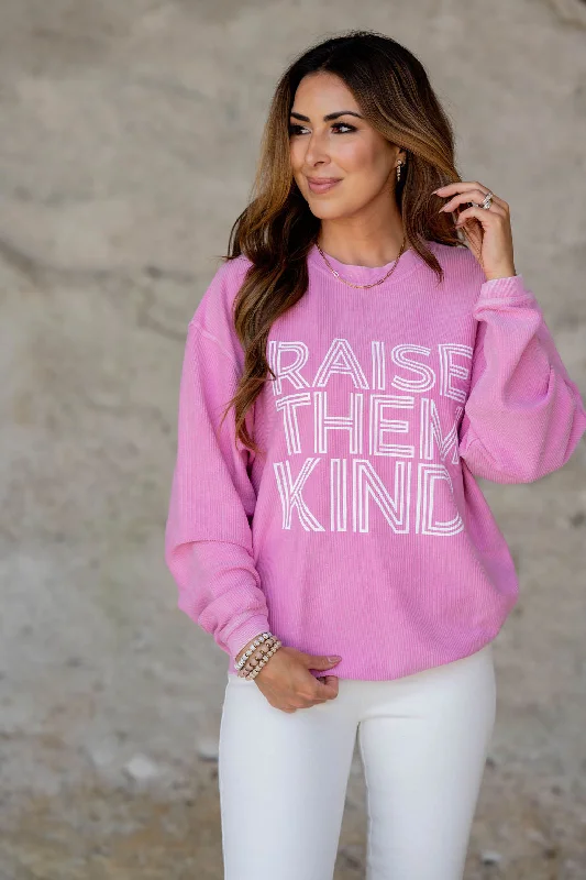 Relaxed Chic Oversized sweater Raise Them Kind Ribbed Graphic Crewneck