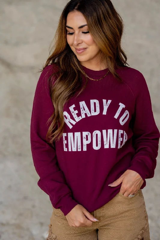 Effortless Dressing Ribbed texture Ready To Empower Graphic Crewneck