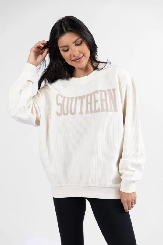 Easy Comfort Style Tailored fit Southern Ivory Corded Graphic Sweatshirt