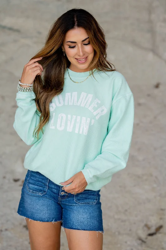 Warm Wear Cashmere Crewneck Summer Lovin' Ribbed Graphic Crewneck