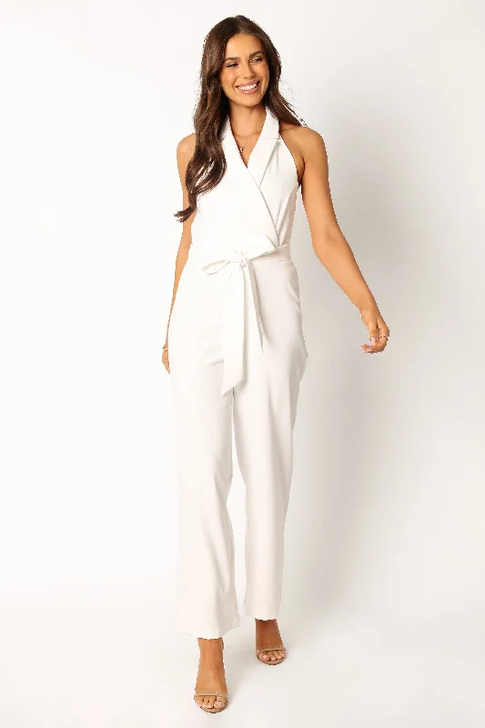 Cozy Dress Ribbed knit bodysuit Tally Jumpsuit - White