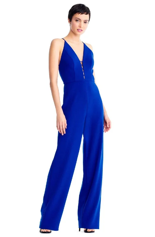 Soft Layers Aidan Mattox - MN1E204084 Deep V-neck Jumpsuit With Cutouts