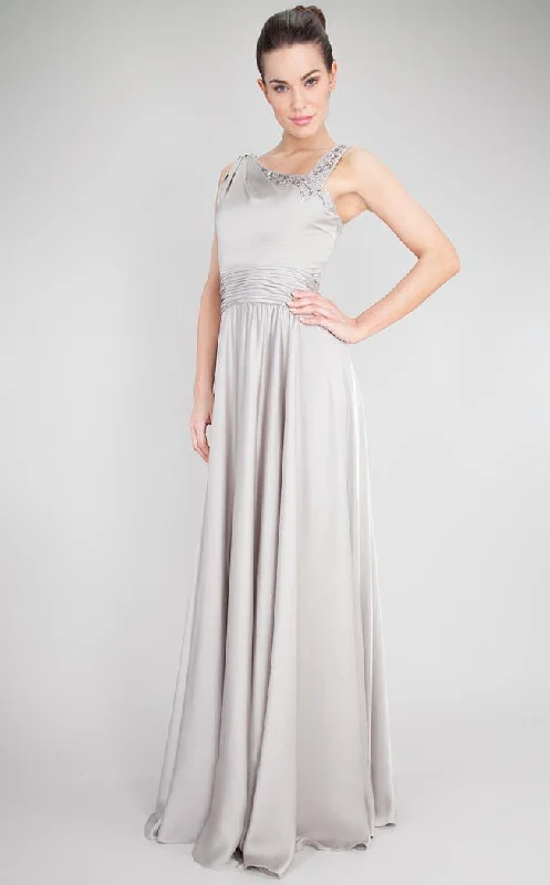 Relaxed Fit Wear Decode 1.8 - 181557 Beaded Asymmetric Satin A-line Dress