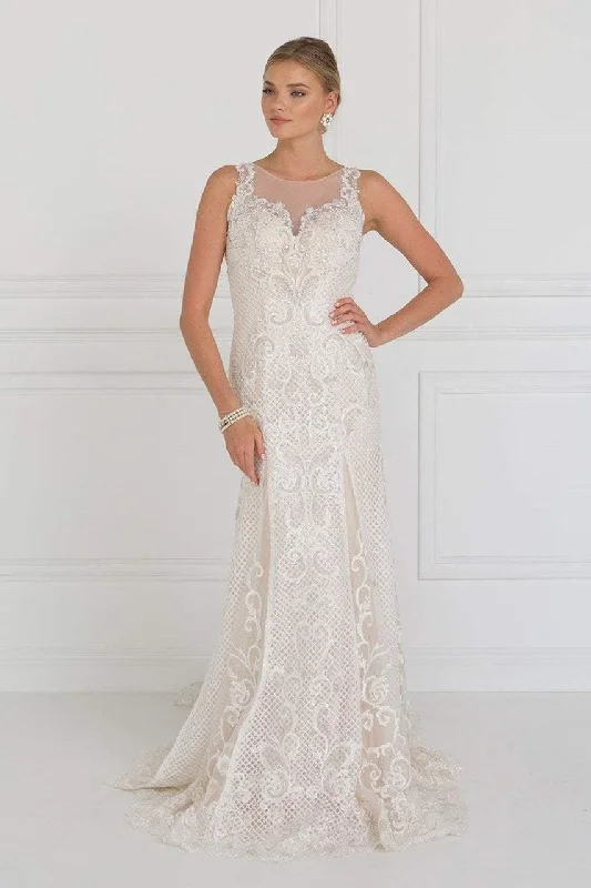 Everyday Outfits Elizabeth K Bridal - GL1588 Sleeveless Scroll Ornate Lattice Sheath Gown