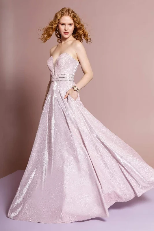 Soft Knitwear Elizabeth K - GL2674 Glitter Crepe Deep Sweetheart A-line Dress