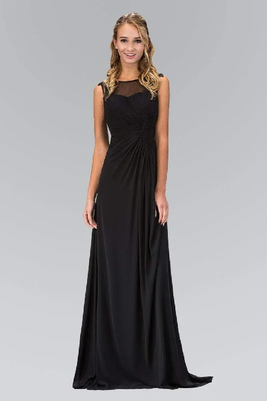 Casual Fit Wear Elizabeth K - GL1375 Ruched Applique Illusion A-Line Gown
