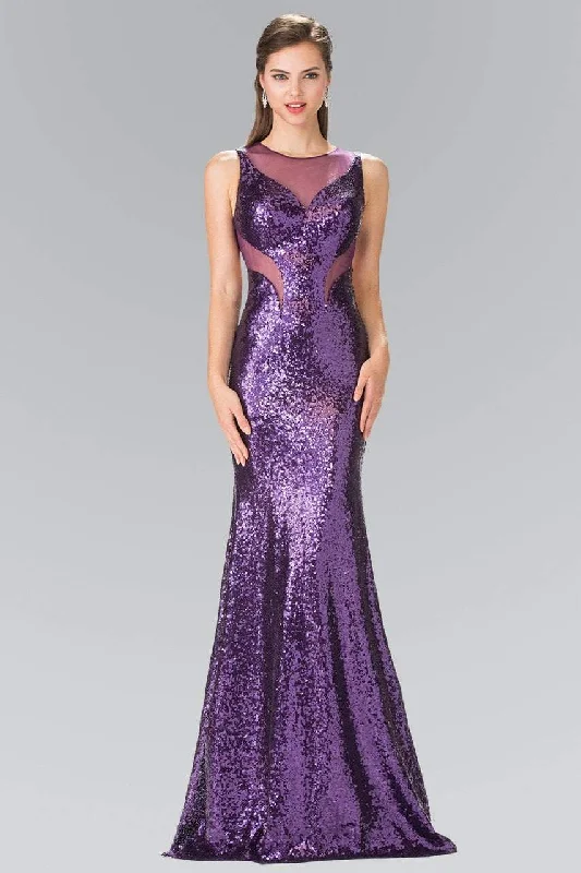 All-Day Comfort Elizabeth K - GL2292 Sequined Illusion Panel Sheath Gown