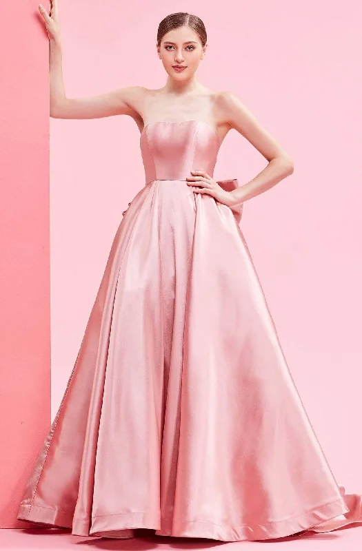 Comfortable Dresses J'Adore Dresses - J16008 Strapless Mikado Gown with Oversized Bow
