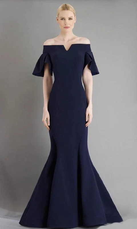 All-Day Wear Janique - 1941 Notched Off Shoulder Ruffle Sleeve Evening Gown
