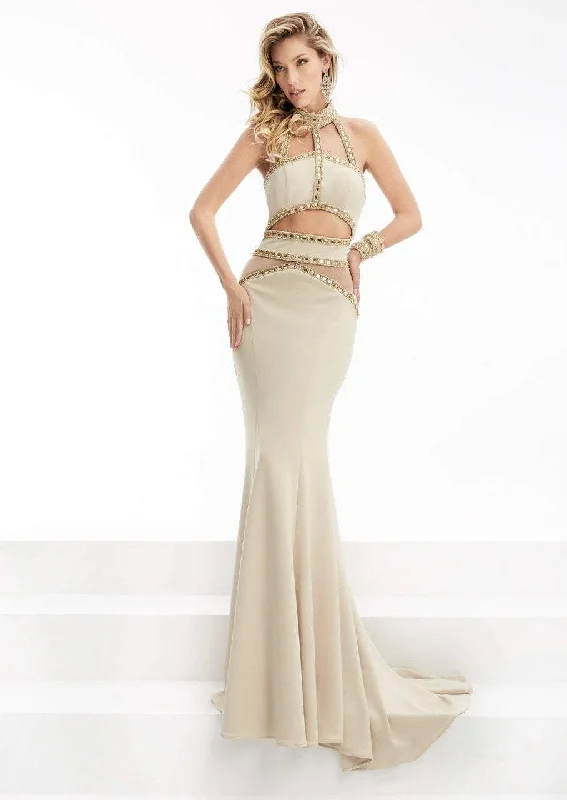 Elegant Dressing Jasz Couture - Bejeweled Halter Neck Dress 5923