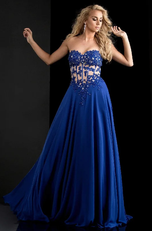 Soft Looks Jasz Couture - Strapless Lace Applique Gown 5813