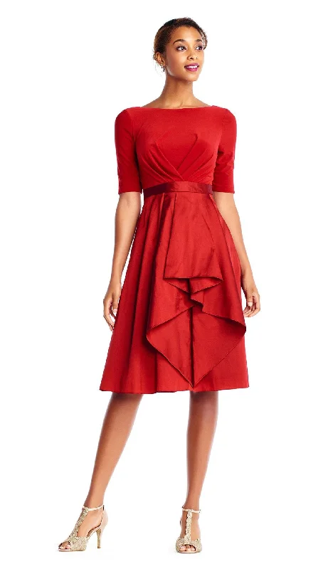 Weekend Wear Adrianna Papell - AP1D101549SC Jersey and Taffeta A-line Dress
