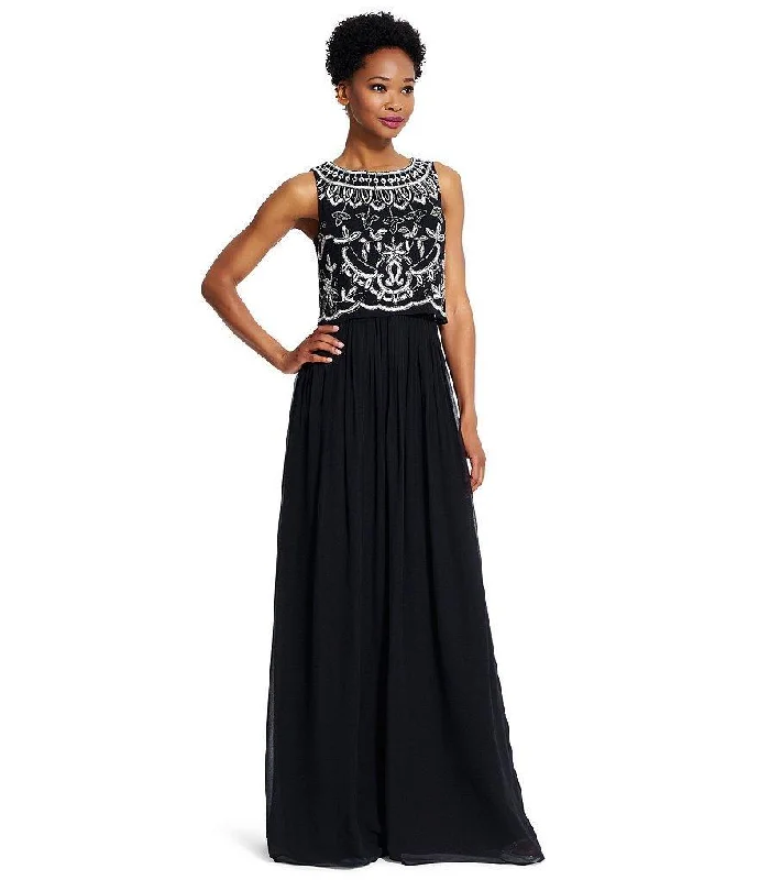 Cozy Chic Adrianna Papell - Contrast Embellished Bateau Neck Dress 91928840SC