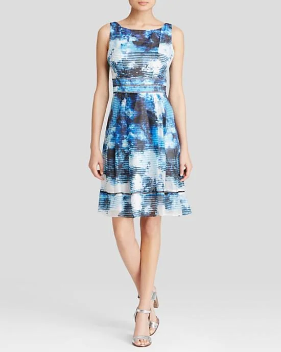 Comfy Layers Adrianna Papell - Sleeveless Bateau Printed Dress 12242570SC