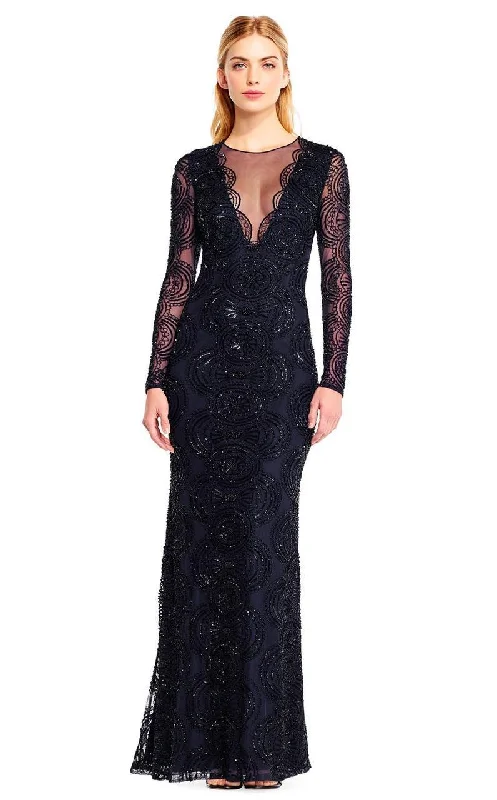 Layered Style Aidan Mattox - Illusion Scallop Long Dress MD1E201413SC