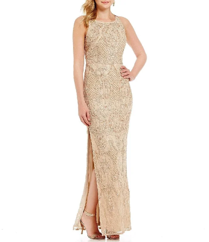 Cozy Outerwear Aidan Mattox - Sleeveless Embroidered Lace Gown MD1E200658SC