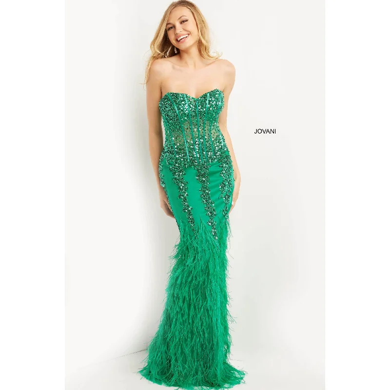 Effortless Dressing Jovani Emerald Embellished Sweetheart Neck Prom Dress 08142