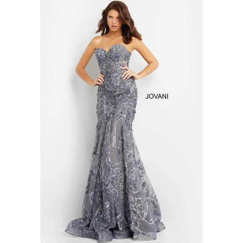 Effortless Outfits Jovani Gunmetal Strapless Mermaid Prom Dress 07935
