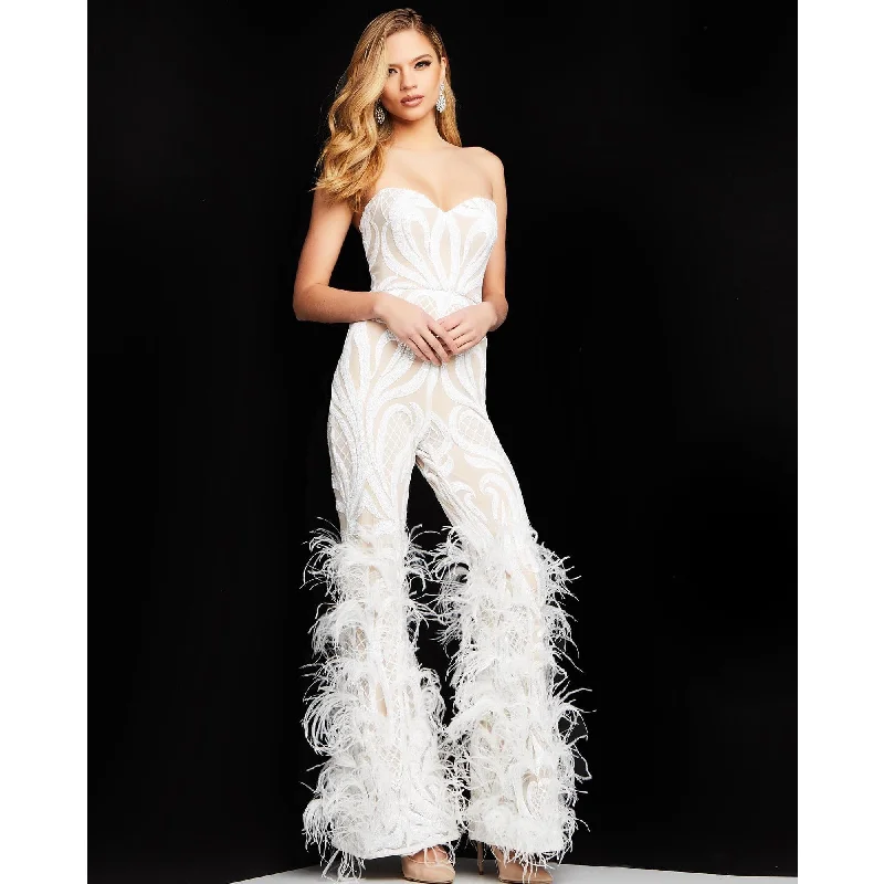 Relaxed Dresses Jovani White Strapless Evening Jumpsuit 05669