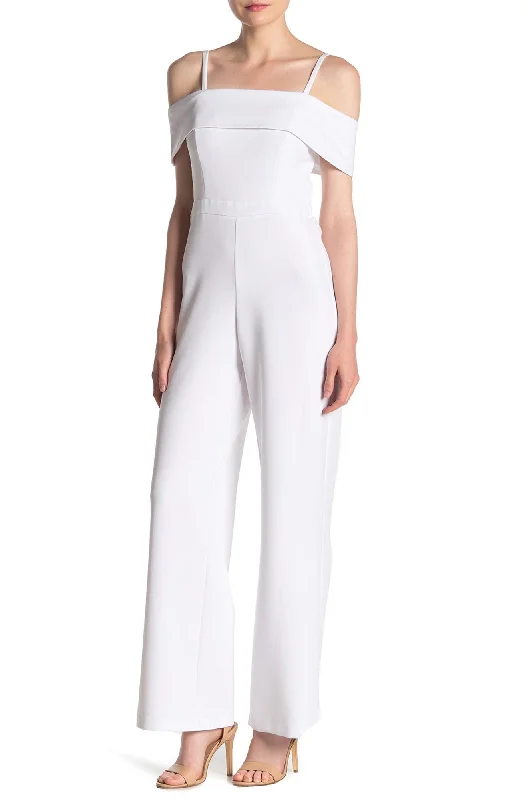 Sporty Wear Laundry - Fold Over Strapped Off Shoulder Jumpsuit HP01K57GSC