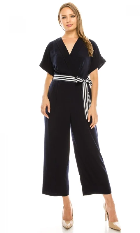 Cozy Layers Maggy London - G4082MSC Surpliced V-Neck Belted Jumpsuit