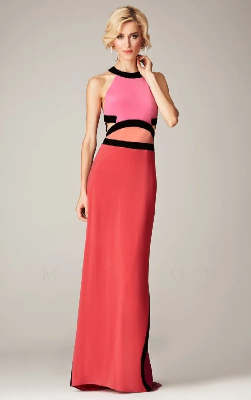 Soft Textures MIGNON - VM918BLSC Halter Color Block Cutout Gown
