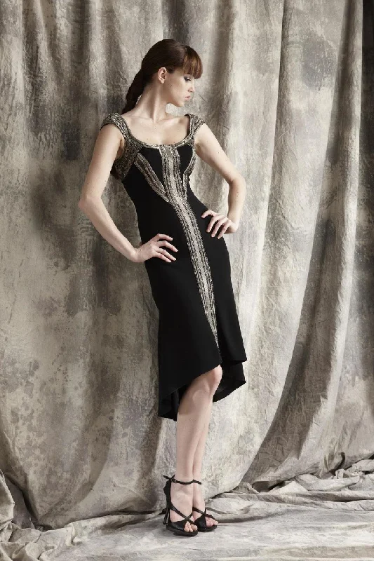 Timeless Comfort Theia - 881306SC Beaded Scoop Neck Sheath Dress