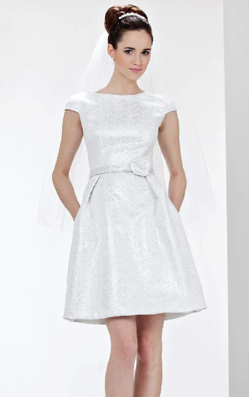 Light Dressing Theia - Bateau Rosette Accented Cocktail Dress 881242SC